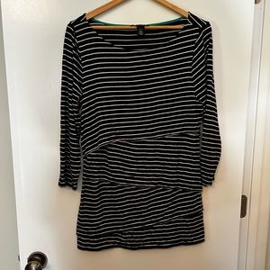 White House Black Market, black and white layered striped shirt, women’s large